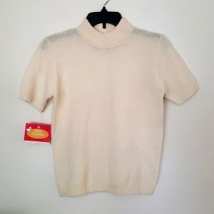 Pendleton Virgin Wool Short Sleeve Mock Neck Sweater with Zipper Detail